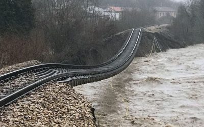 Obras de emergencia en la vía de FEVE (Aller)