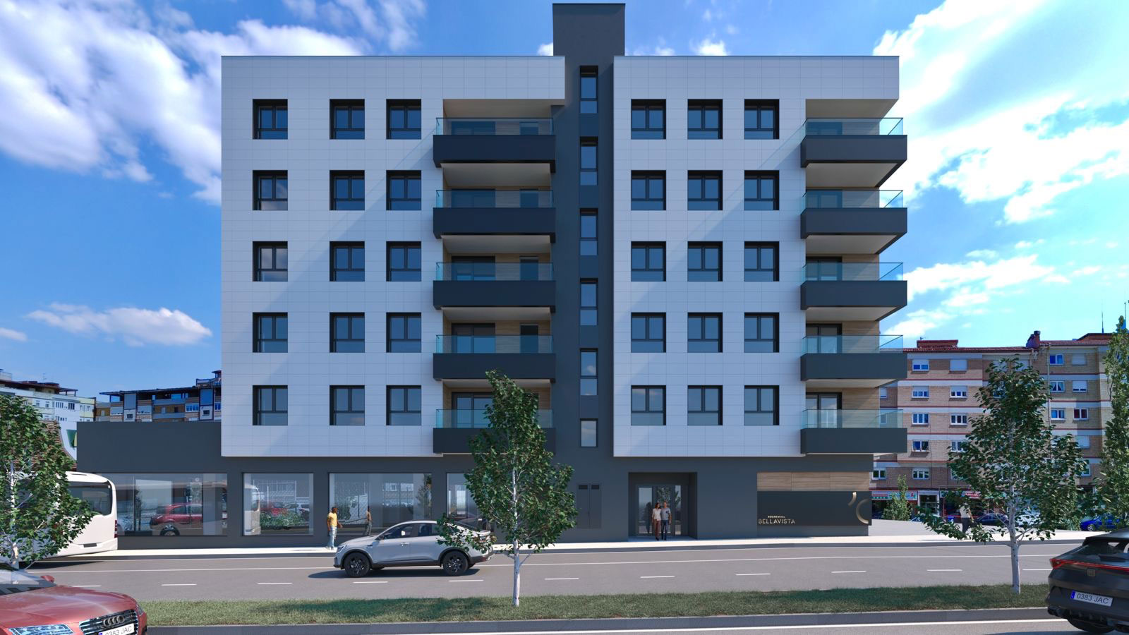 “Residencial Bellavista”, edificio para 25 Viviendas, garajes, local comercial y trasteros, en Avda. Constitución 113 (Gijón)