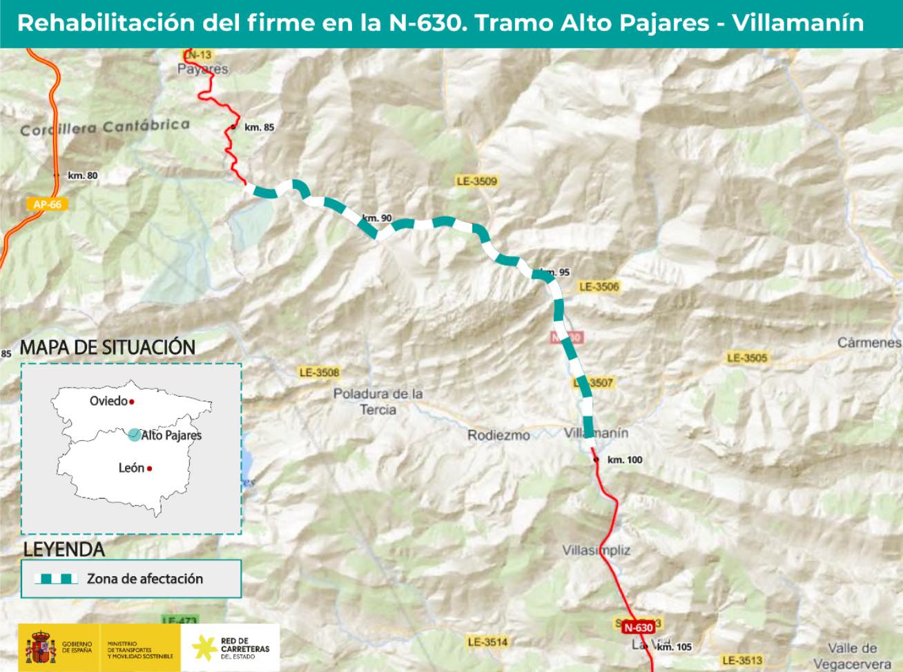 mantenimiento de la N-630 entre el Alto de Pajares y Villamanín
